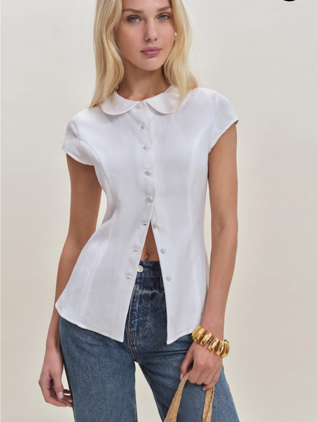 Reformation Molly Linen Shirt White
